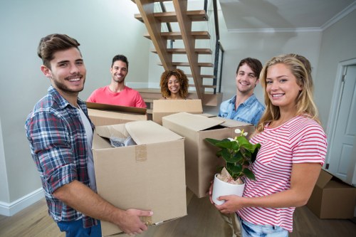 Removal van and moving crew preparing a Bromley house move