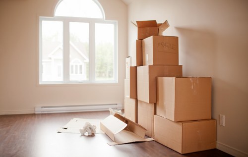 Packed boxes and furniture ready for a home move