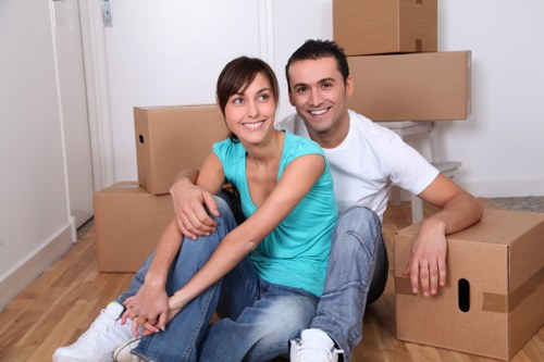Furniture and boxes being loaded into a moving van in Bromley